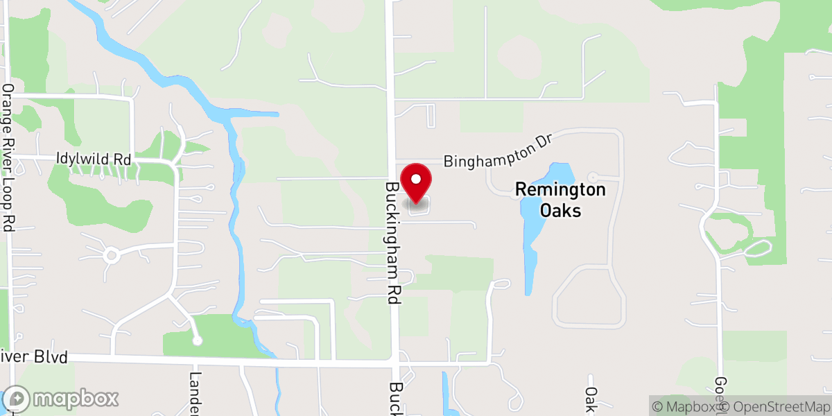 Map showing location of Buckingham Baptist Church