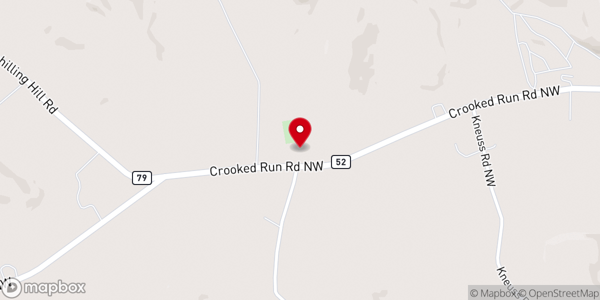 Map showing location of Crooked Run United Methodist Church