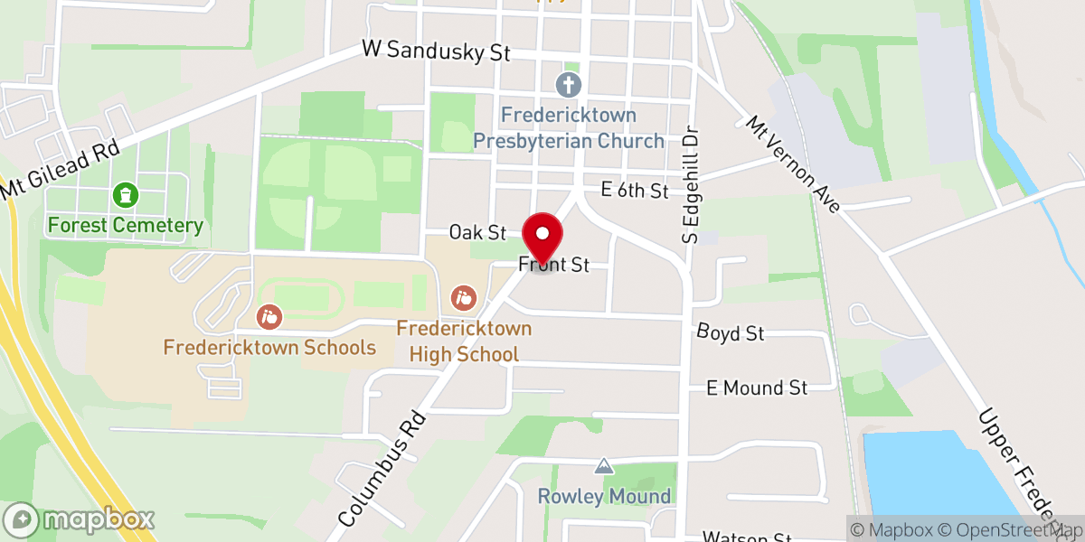 Map showing location of Fredericktown Freewill Baptist Church