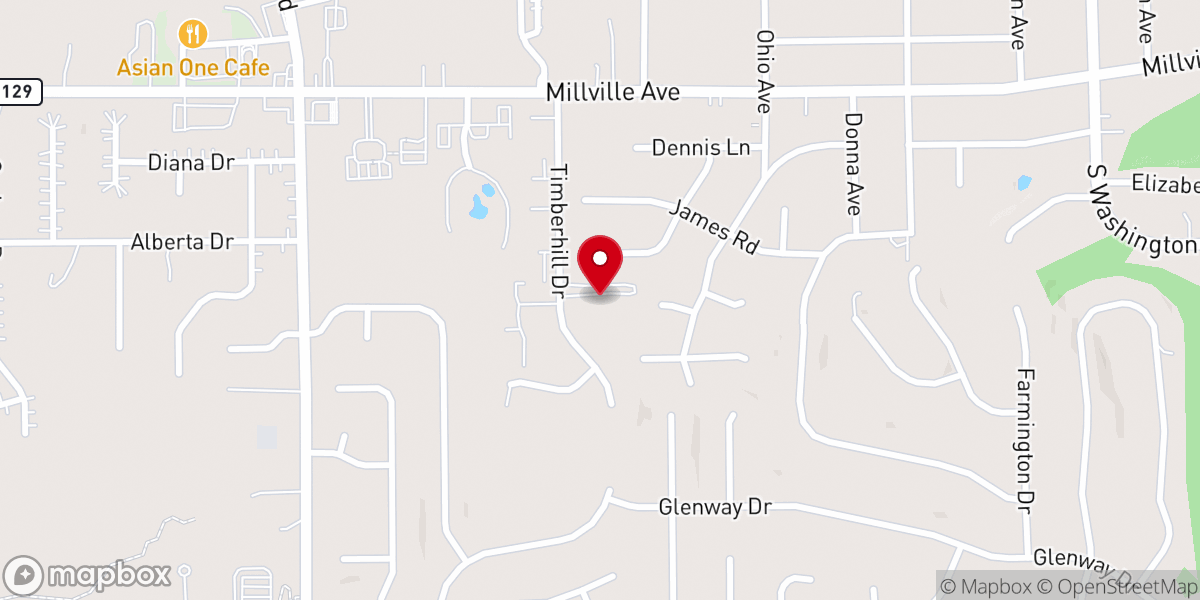 Map showing location of Timberhill Baptist Church