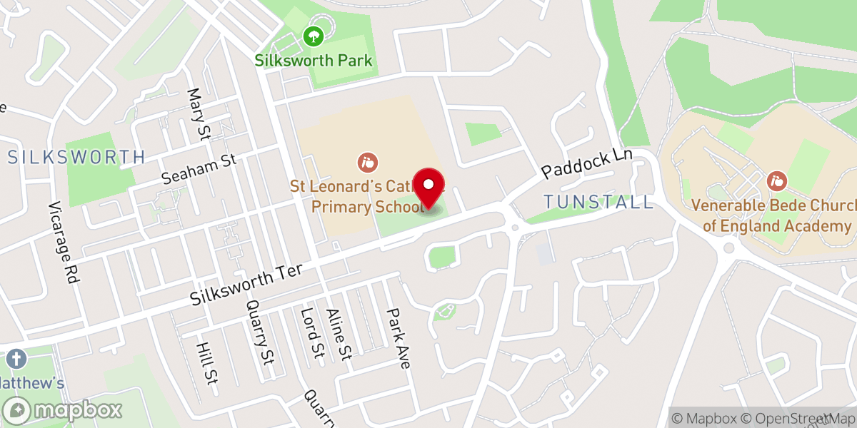 Map showing location of St Leonard's Roman Catholic Church