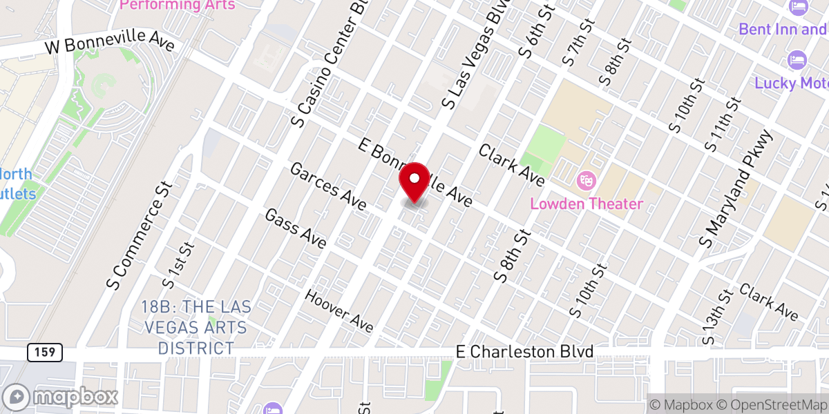 Map showing location of Graceland Wedding Chapel