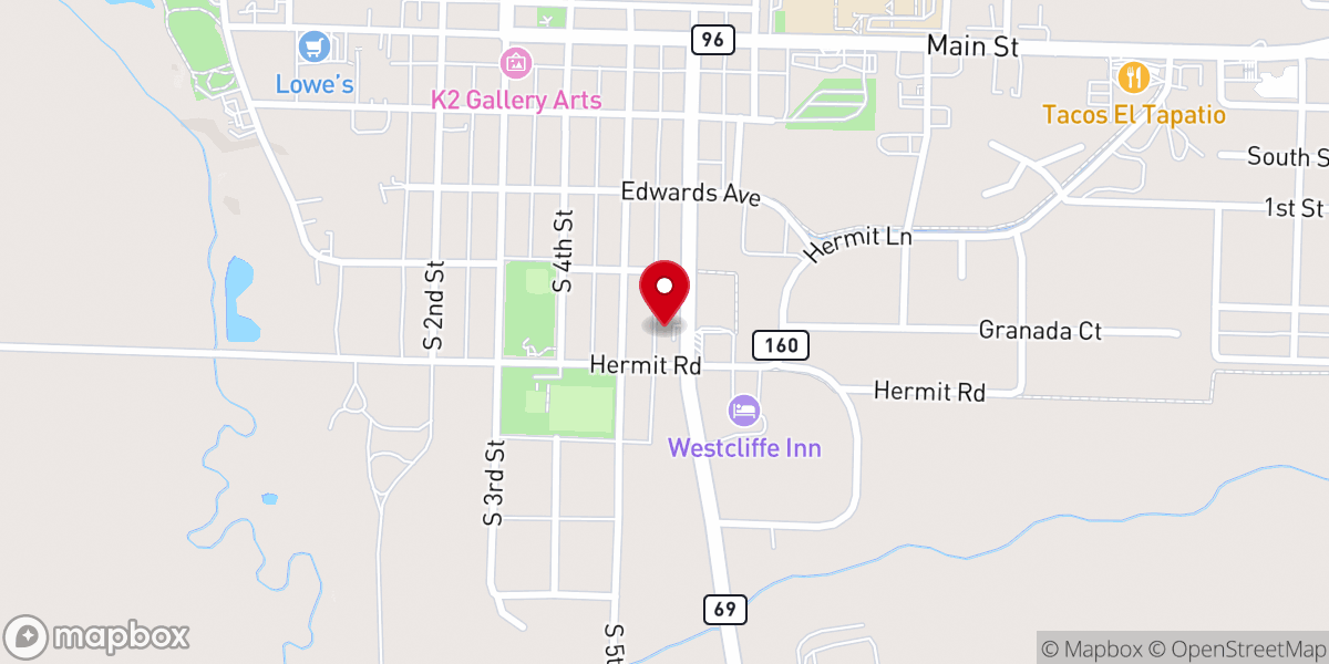 Map showing location of First Baptist Church Westcliffe