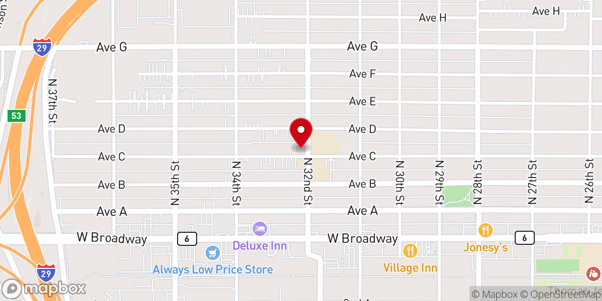 Map showing location of Dodge Memorial Congregational Church