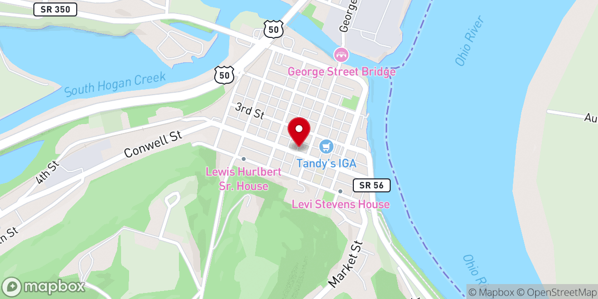 Map showing location of Vineyard Community Church of Aurora IN