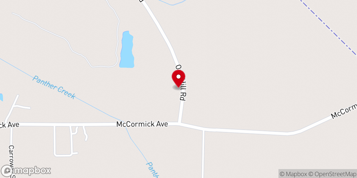 Map showing location of Oak Hill Church-God Fellowship