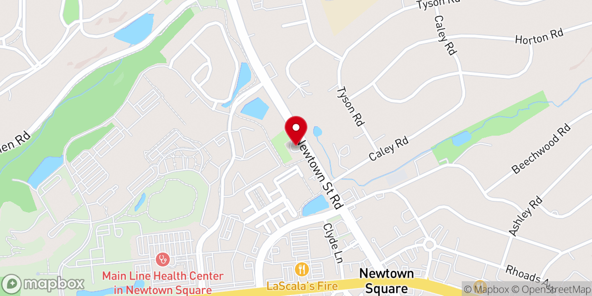 Map showing location of Newtown Square Friends Meeting