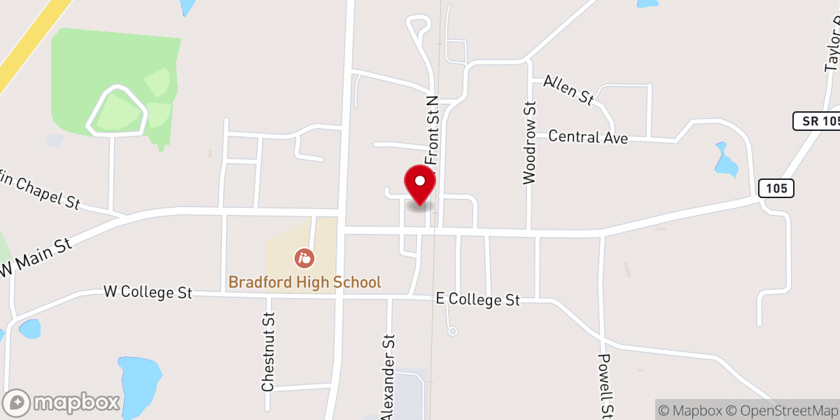 Map showing location of Bradford Community Center