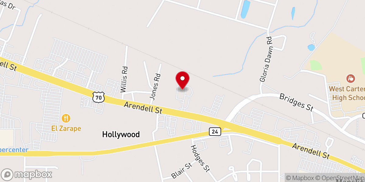 Map showing location of Community Baptist Church