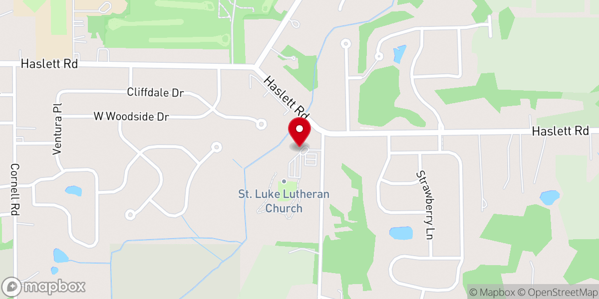 Map showing location of St Luke Lutheran Church