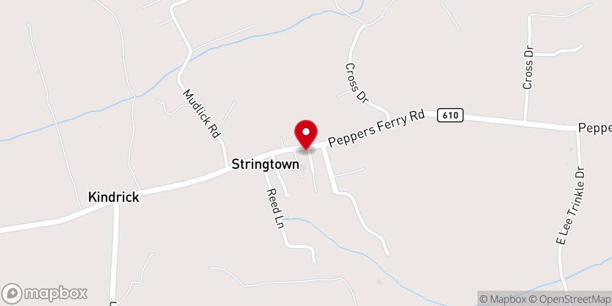Map showing location of Peppers Ferry Road Church