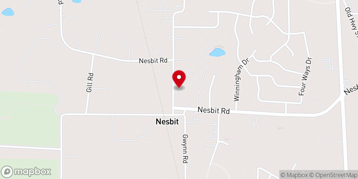 Map showing location of Nesbit Presbyterian Church