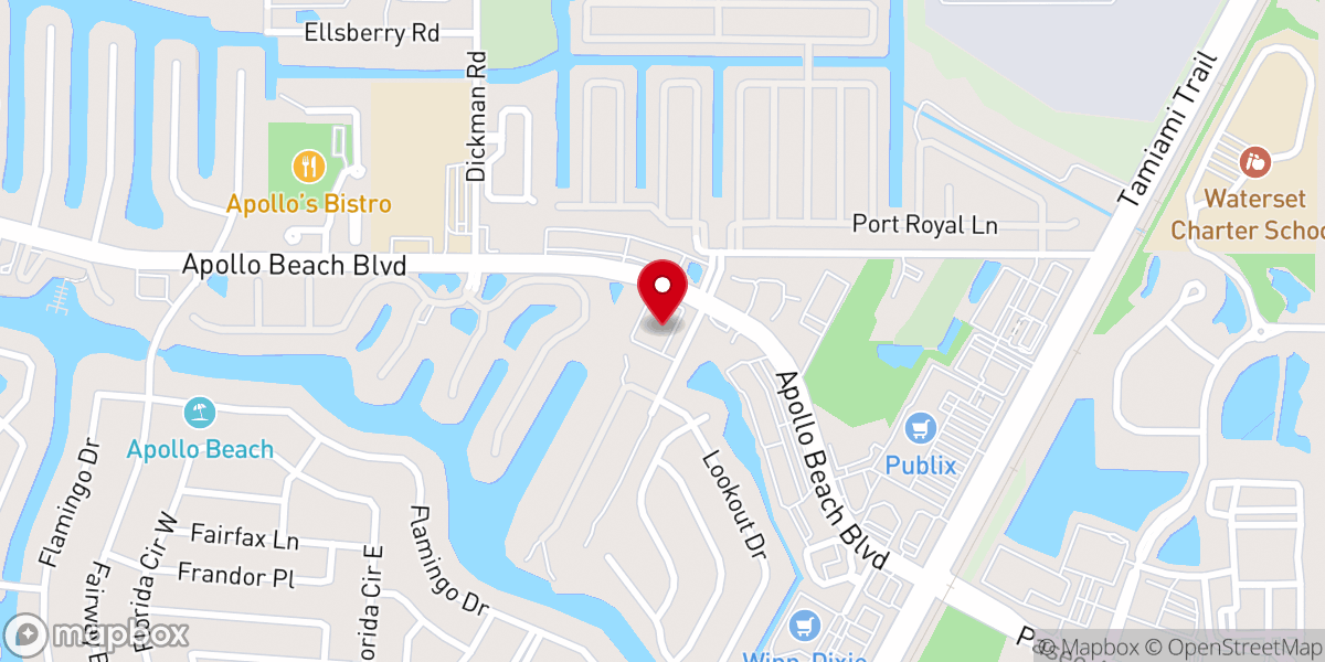 Map showing location of Bell Shoals Church - Apollo Beach
