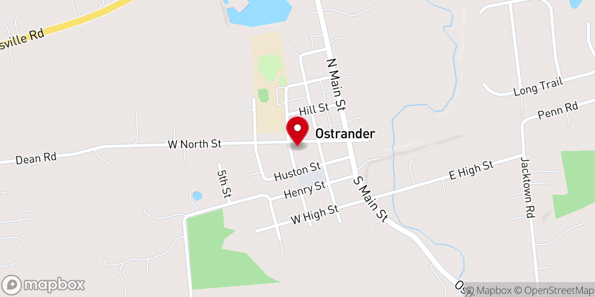 Map showing location of Ostrander Presbyterian Church