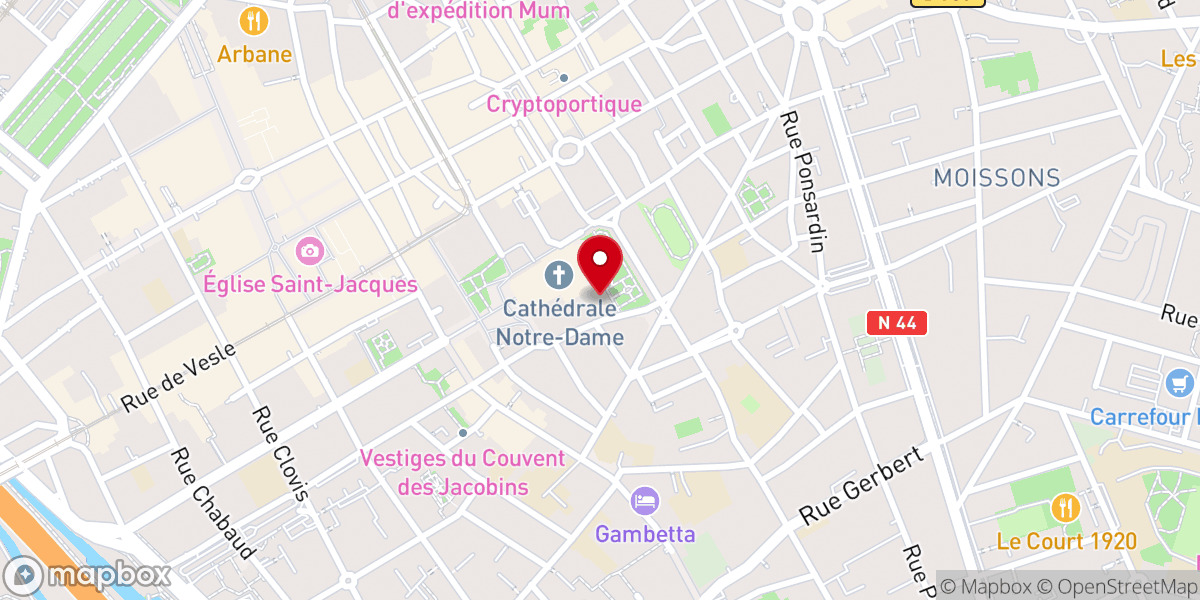 Map showing location of Palais du Tau