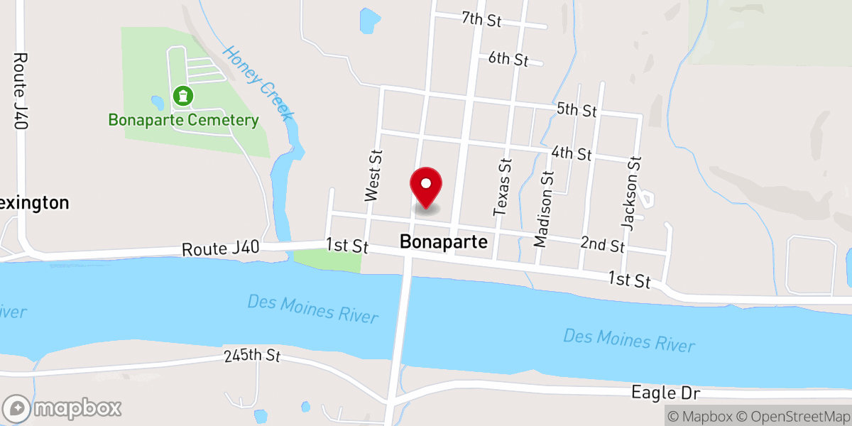 Map showing location of Bonaparte United Methodist Church