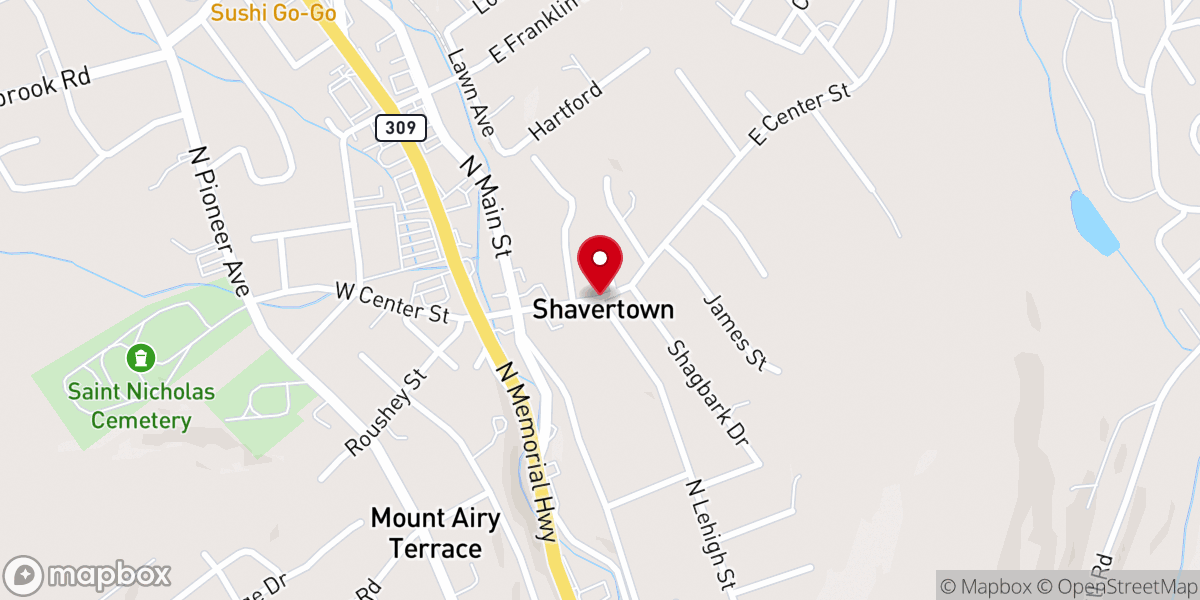 Map showing location of Shavertown