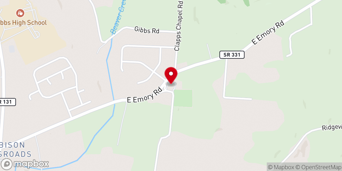 Map showing location of Clapps Chapel Church