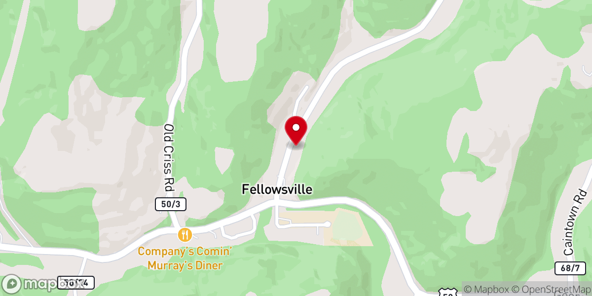 Map showing location of Fellowsville United Methodist Church