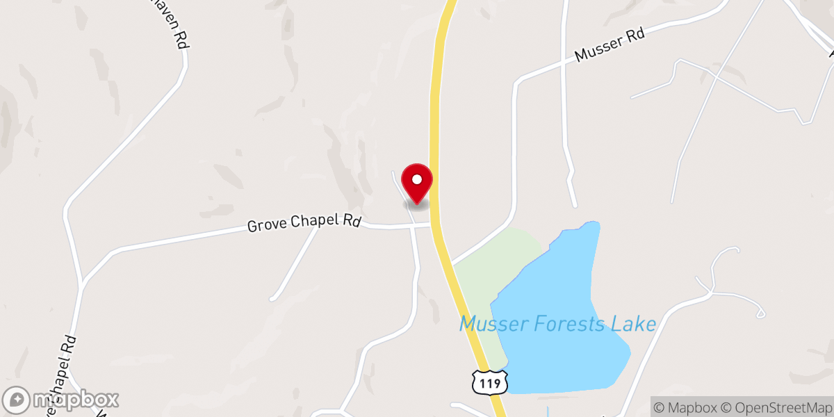 Map showing location of Grove Chapel Lutheran Parish