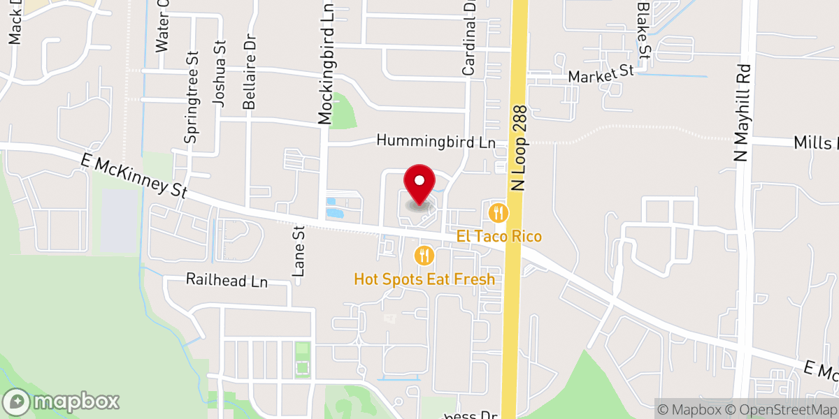 Map showing location of Singing Oaks Church of Christ