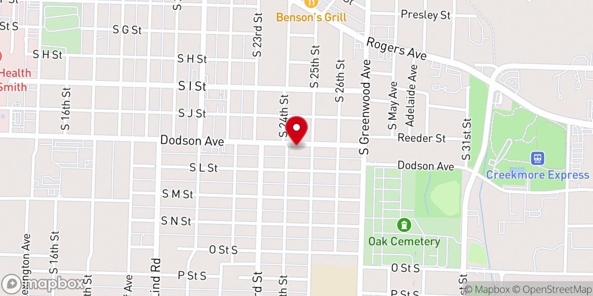 Map showing location of South Side Baptist Church