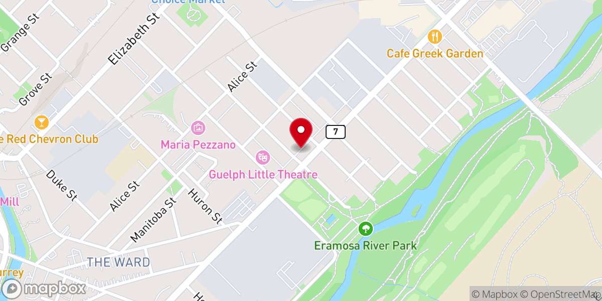 Map showing location of Unitarian Congregation of Guelph