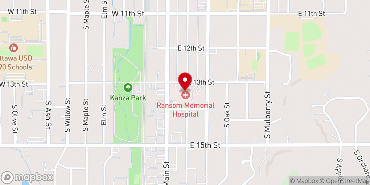 Map showing location of AdventHealth Ottawa