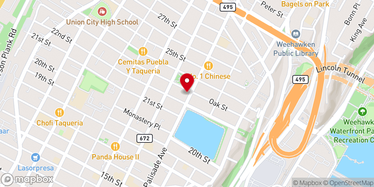 Map showing location of Palisade Avenue Presbyterian Church
