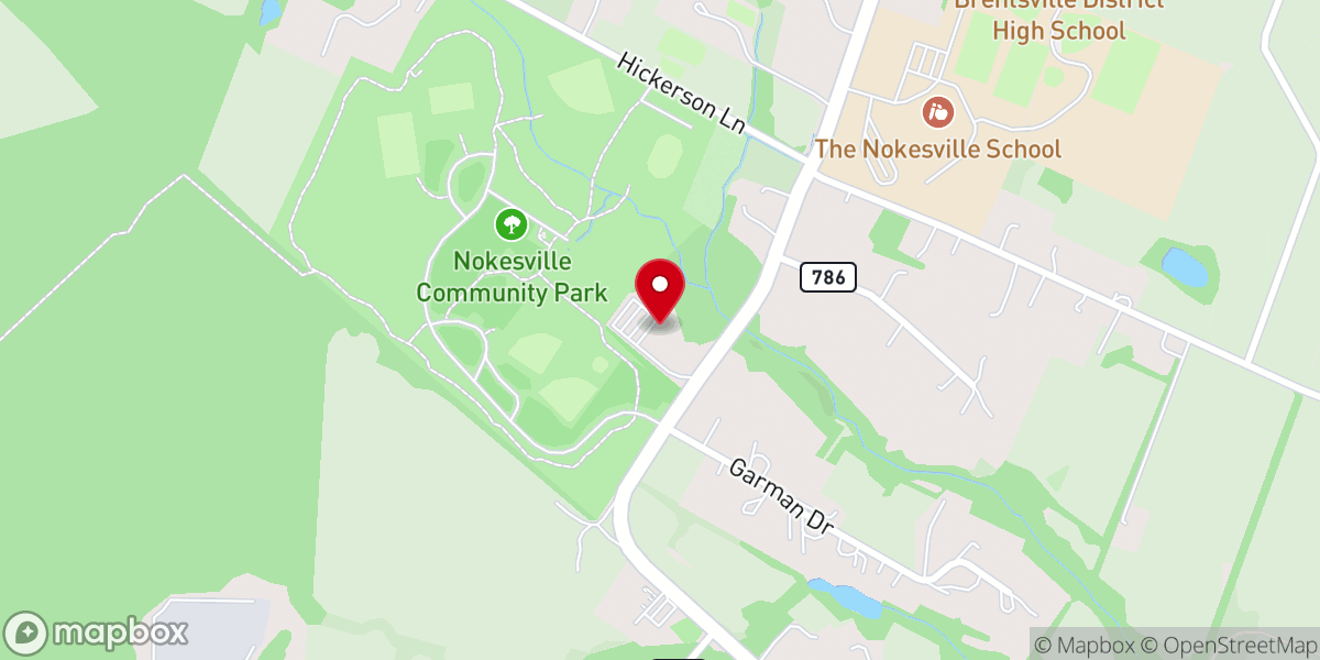Map showing location of Nokesville Methodist Church