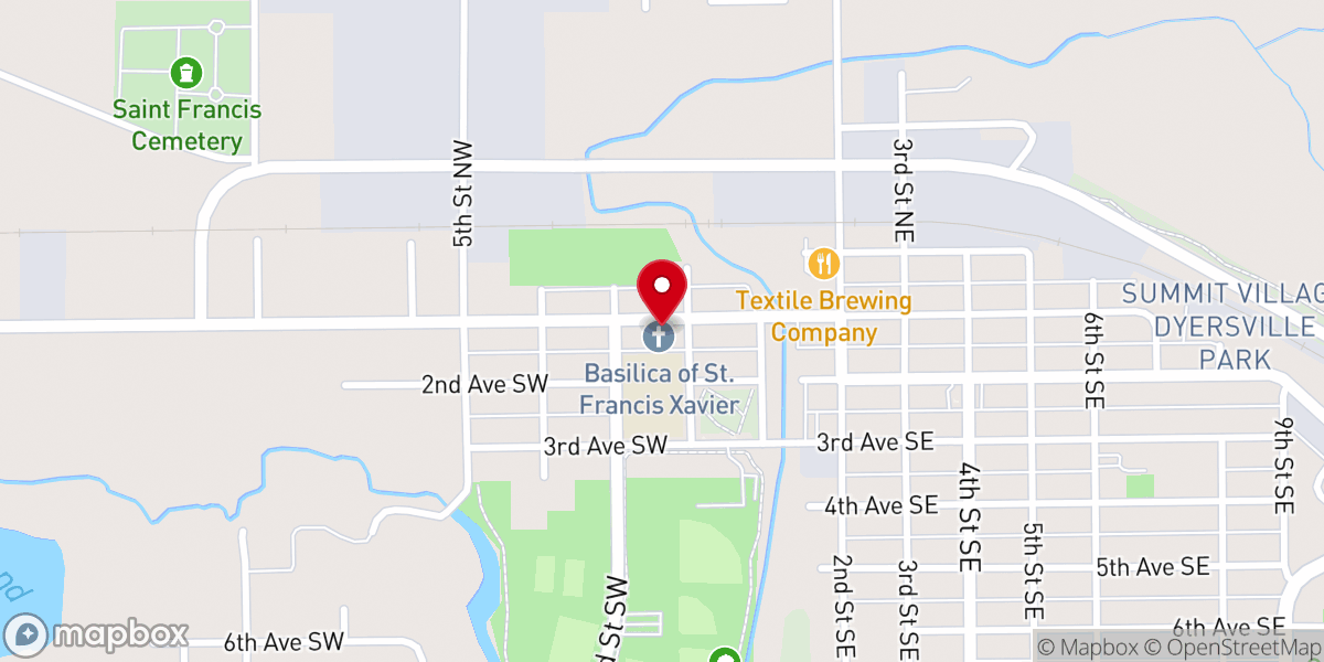 Map showing location of Basilica of St. Francis Xavier