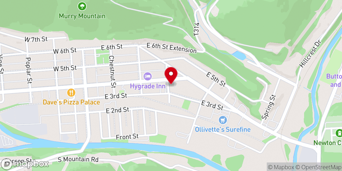 Map showing location of Endless Mountains Methodist Church