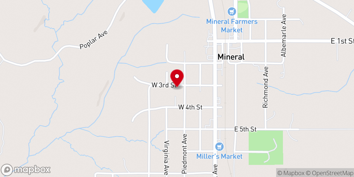 Map showing location of Mineral United Methodist Church