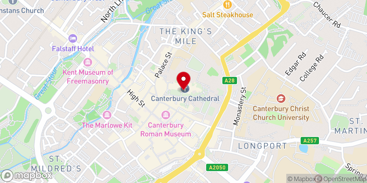 Map showing location of Warrior's Chapel with colours of the Princess of Wales Royal Regiment