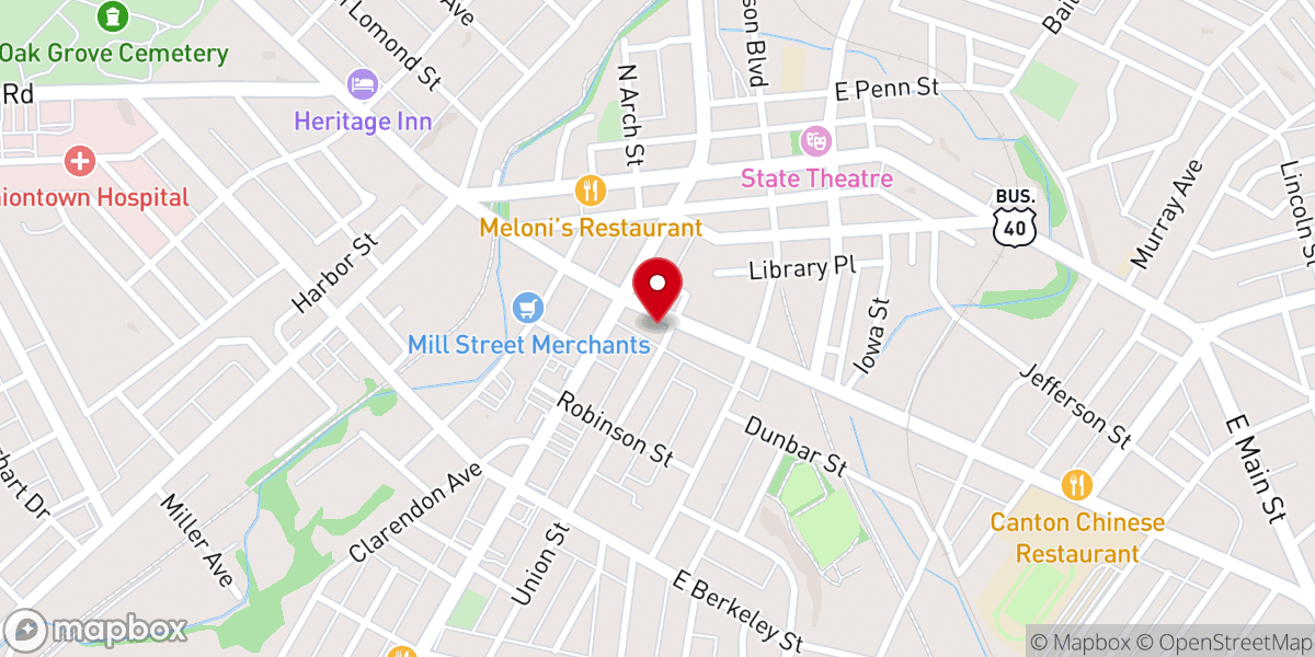 Map showing location of Great Bethel Baptist Church
