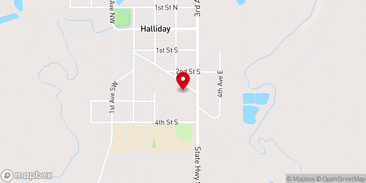 Map showing location of Halliday Assembly of God