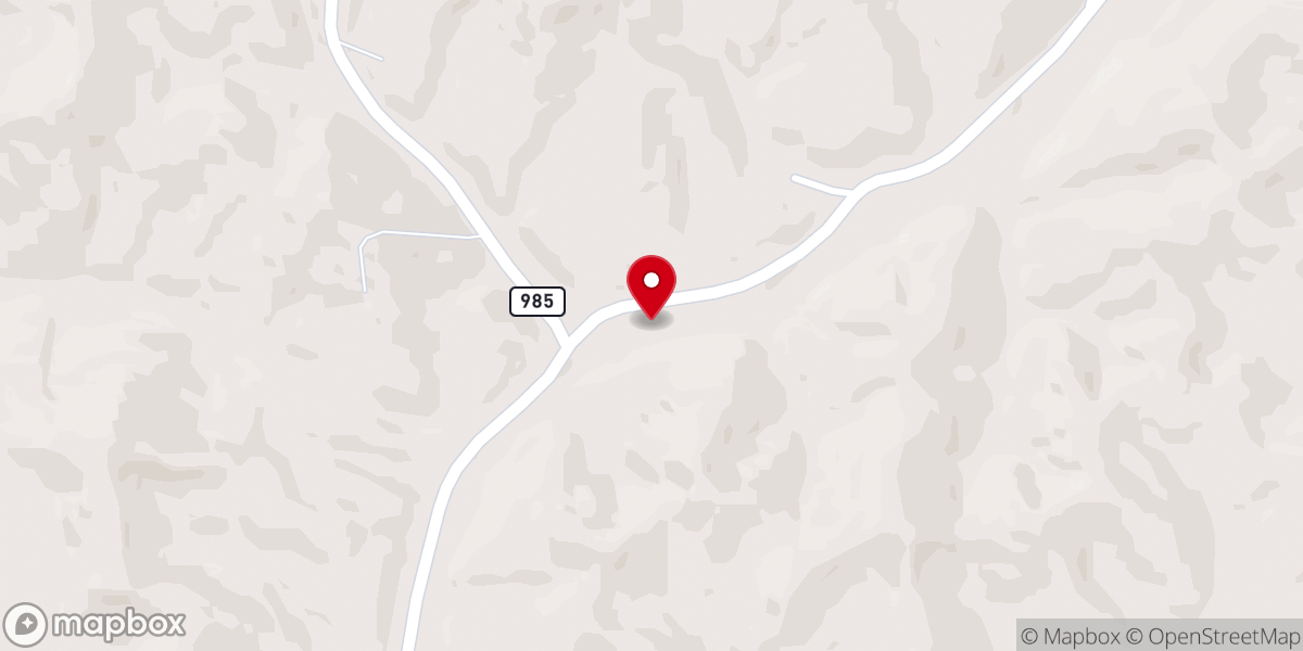 Map showing location of Toms Branch Church