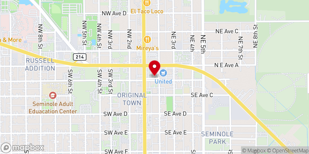 Map showing location of Seminole Area Chamber-Commerce