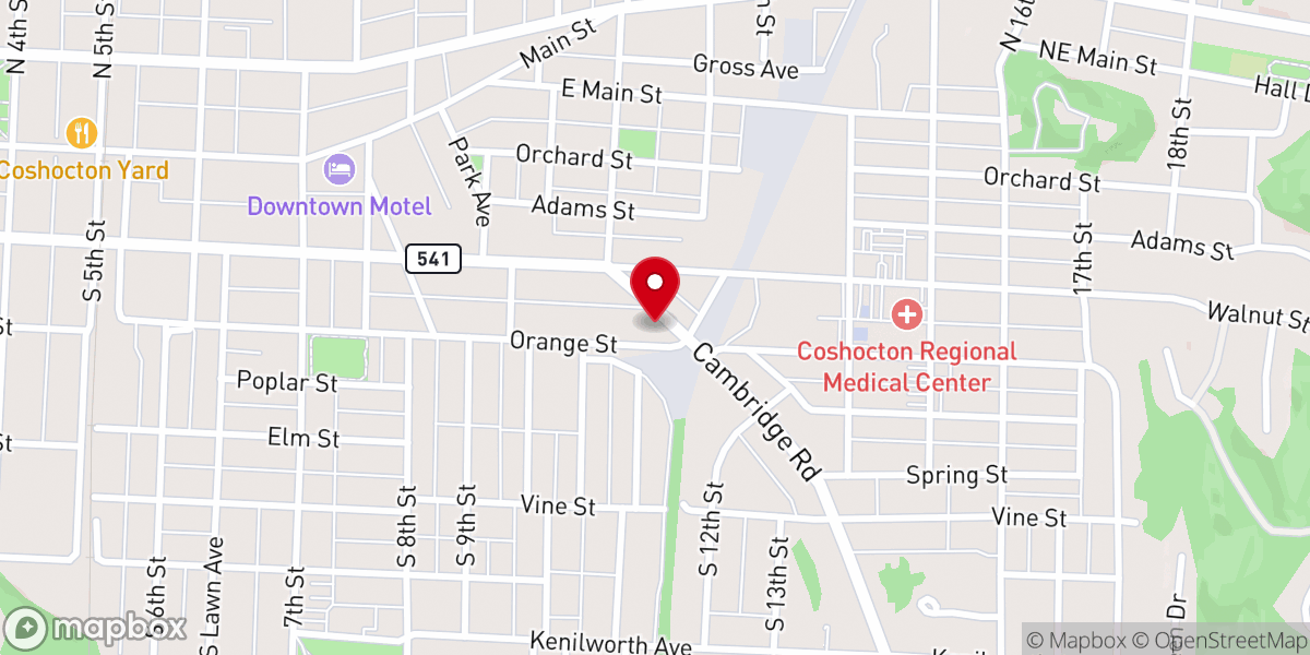Map showing location of Coshocton Church of the Nazarene