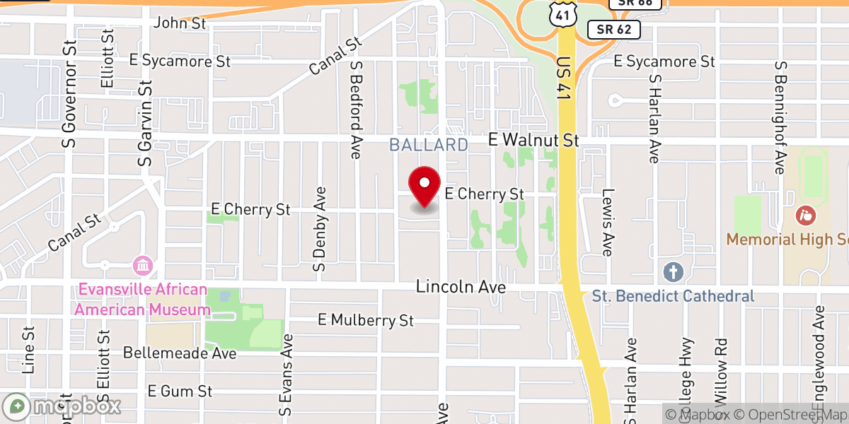 Map showing location of Evansville Christian Life Center