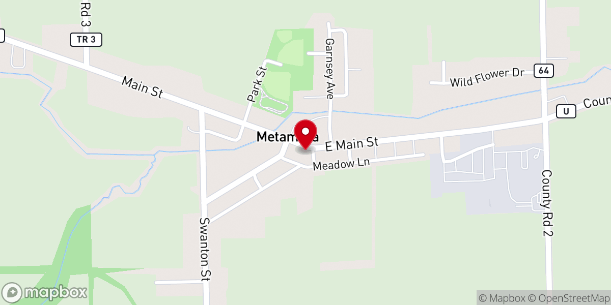 Map showing location of Metamora United Methodist Church
