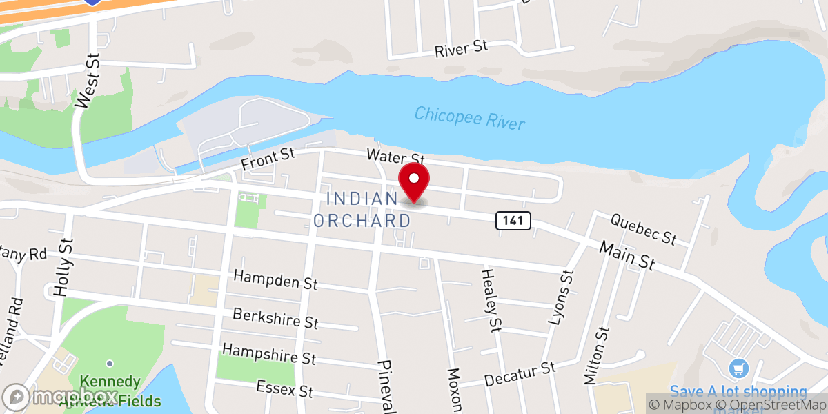 Map showing location of Indian Orchard Seventh-day Adventist Church