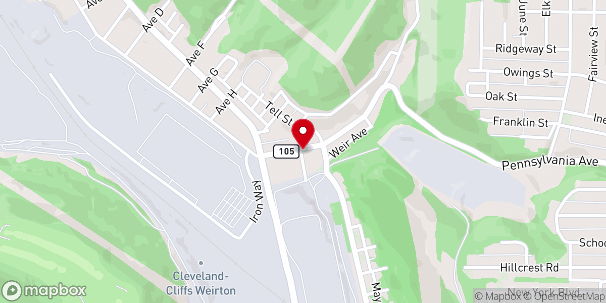 Map showing location of Weirton Covenant Church