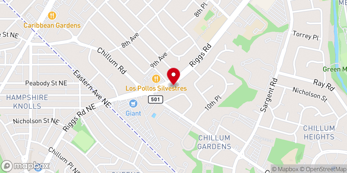 Map showing location of New Dawn Baptist Church