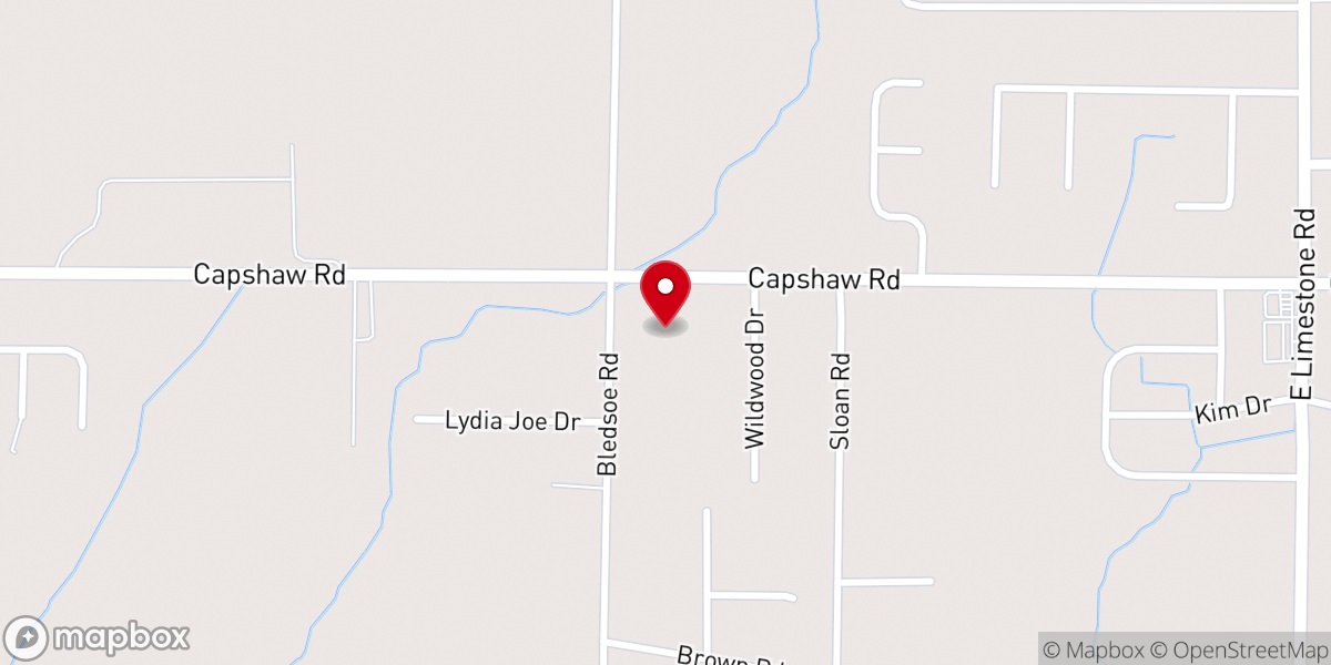 Map showing location of Bethel Church of Christ