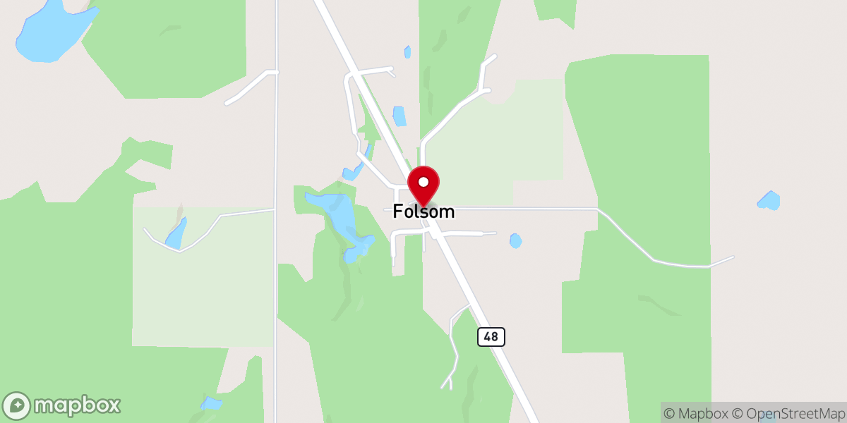 Map showing location of Folsom Free Will Baptist Church