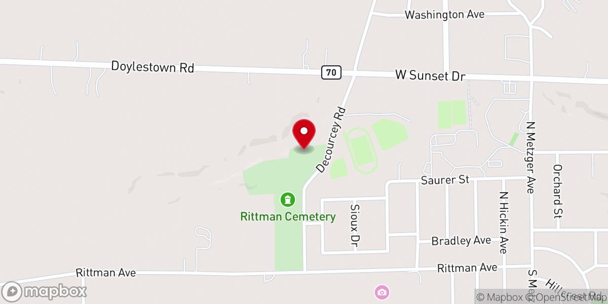 Map showing location of Knupp's Old Church