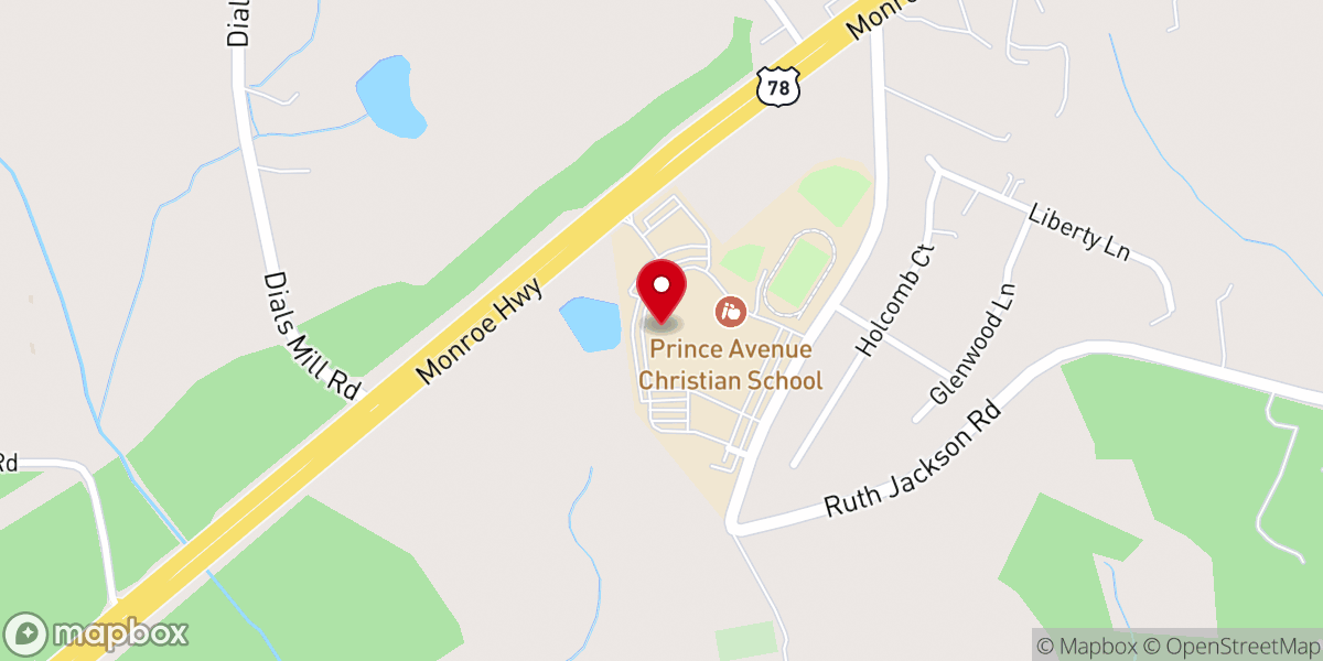 Map showing location of Prince Avenue Baptist Church
