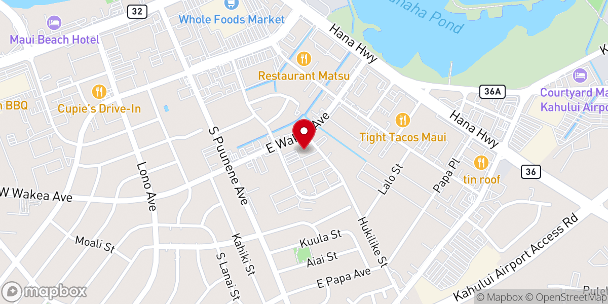 Map showing location of New Life Maui Pentecostal Church