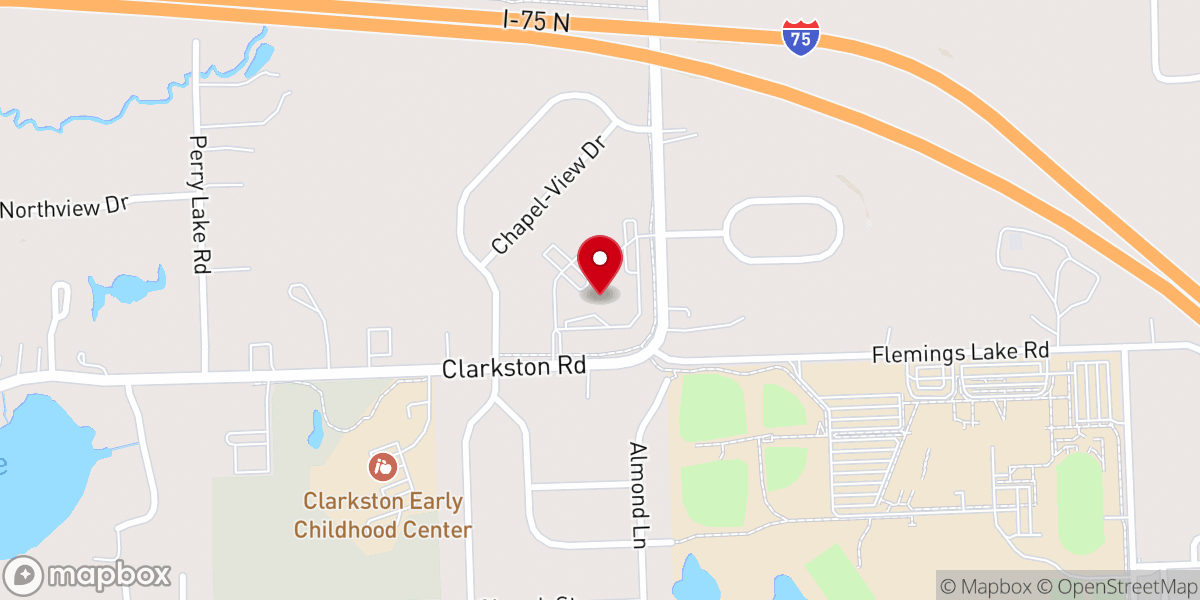 Map showing location of Clarkston Community Church